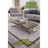 Sehpam Akıllı Home Üst Tabla Mdf Barok Ceviz Oval Köşe Alt Ayak Krom