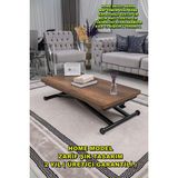 Sehpam Akıllı Home Üst Tabla Mdf Barok Ceviz Oval Köşe Alt Ayak Siyah