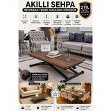 Sehpam Akıllı Home Üst Tabla Mdf Barok Koyu Ceviz Oval Köşe Alt Ayak Siyah - BAROKKOYUCEVİZ - SİYAH