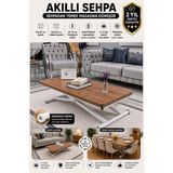 Sehpam Akıllı Home Üst Tabla Mdf Ceviz Oval Köşe Alt Ayak Beyaz