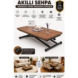 Sehpam Akıllı Home Üst Tabla Mdf Ceviz Oval Köşe Alt Ayak Siyah