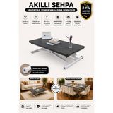 Sehpam Akıllı Home Üst Tabla Mdf Kartal Oval Köşe Alt Ayak Beyaz