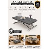 Sehpam Akıllı Home Üst Tabla Mdf Kartal Oval Köşe Alt Ayak Krom
