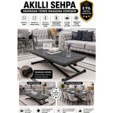 Sehpam Akıllı Home Üst Tabla Mdf Kartal Oval Köşe Alt Ayak Siyah