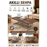 Sehpam Akıllı Juppo Üst Tabla Mdf Barok Koyu Ceviz Oval Köşe Alt Ayak Yuvarlak Krom Kaplama Dışa Kıvrım