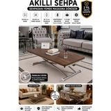 Sehpam Akıllı Juppo Üst Tabla Mdf Barok Koyu Ceviz Oval Köşe Alt Ayak Yuvarlak Krom Kaplama Dışa Kıvrım
