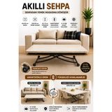 Sehpam Akıllı Juppo Üst Tabla Mdf Traverten Oval Köşe Alt Ayak Siyah İçe Kıvrım - TRAVERTEN-SİYAH İÇ
