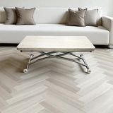 Sehpam Akıllı Mini Juppo Üst Tabla Mdf Traverten Oval Köşe Alt Ayak Metal Dışa Kıvrım - TRAVERTEN-KROM