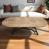Sehpam Akıllı Oval Ortadan Açılır Akıllı Masa Üst Mdf Efesçam Alt Ayak Siyah Renk