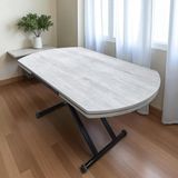 Sehpam Akıllı Oval Yan Baştan Açılır Akıllı Masa Üst Mdf Lizbon Alt Ayak Siyah Renk