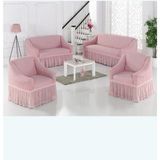 Sehra Bürümcük Koltuk Kanepe Örtüsü Takımı Lastikli Etekli 3+2+1+1 Koltuk Örtüsü - 180 x 230 cm - Pudra