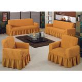 Sehra Bürümcük Koltuk Kanepe Örtüsü Takımı Lastikli Etekli 3+2+1+1 Koltuk Örtüsü - Açık Hardal - 180 x 230 cm