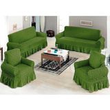 Sehra Bürümcük Koltuk Kanepe Örtüsü Takımı Lastikli Etekli 3+2+1+1 Koltuk Örtüsü - Açık Yeşil - 180 x 230 cm