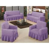 Sehra Bürümcük Koltuk Kanepe Örtüsü Takımı Lastikli Etekli 3+3+1+1 Koltuk Örtüsü - 180 x 230 cm - Açık Lila