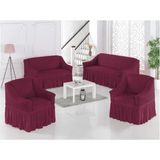 Sehra Bürümcük Koltuk Kanepe Örtüsü Takımı Lastikli Etekli 3+3+1+1 Koltuk Örtüsü - 180 x 230 cm - Bordo