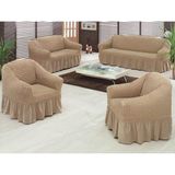 Sehra Bürümcük Koltuk Kanepe Örtüsü Takımı Lastikli Etekli 3+3+1+1 Koltuk Örtüsü - 180 x 230 cm - Kahverengi