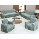 Sehra Jakarlı Lastikli Esnek Yıkınabilen 3+3+1+1 Koltuk Örtüsü Koltuk Kılıfı Jakarlı - 185 x 230 cm - Açık Gri
