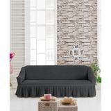 Sehra Streç Lastikli Esnek Pamuklu Yıkanabilir Bürümcük 3* Kişilik Koltuk Örtüsü Koltuk Kılıfı Çekyat Örtüsü (Tek) - 180 x 230 cm - Antrasit