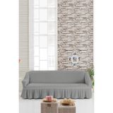 Sehra Streç Lastikli Esnek Pamuklu Yıkanabilir Bürümcük 3* Kişilik Koltuk Örtüsü Koltuk Kılıfı Çekyat Örtüsü (Tek) - 180 x 230 cm - Gri