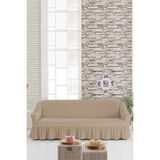 Sehra Streç Lastikli Esnek Pamuklu Yıkanabilir Bürümcük 3* Kişilik Koltuk Örtüsü Koltuk Kılıfı Çekyat Örtüsü (Tek) - 180 x 230 cm - Kum