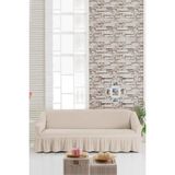 Sehra Streç Lastikli Esnek Pamuklu Yıkanabilir Bürümcük 3* Kişilik Koltuk Örtüsü Koltuk Kılıfı Çekyat Örtüsü (Tek) - 180 x 230 cm - Natural