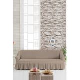 Sehra Streç Lastikli Esnek Pamuklu Yıkanabilir Bürümcük 3* Kişilik Koltuk Örtüsü Koltuk Kılıfı Çekyat Örtüsü (Tek) - 180 x 230 cm - Taş