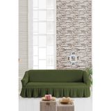 Sehra Streç Lastikli Esnek Pamuklu Yıkanabilir Bürümcük 3* Kişilik Koltuk Örtüsü Koltuk Kılıfı Çekyat Örtüsü (Tek) - 180 x 230 cm - Yeşil