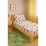 sehra TEK-ÇARŞAF-LASTİKLİ-ÇOCUK-BÜYÜK-KALP Beyaz-Bordo-Büyük-Kalp 100 x 200