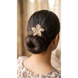 ŞEHRAZAT HANDMADE TASARIM MİDİ BOY GOLD RENK TAŞLI LOTUS MANDAL SAÇ TOKASI