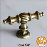 Şehzade Düğme Eskitme Antik Sarı Metal Mobilya Mutfak Çekmece Dolap Dolabı Kulpu Kulbu Kulpları