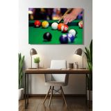 Şehzat Yatay Tekli Kanvas Duvar Tablosu Modern Salon Yatak Odası Ofis Bilardo Topu Hobi Oyun Aktivite - 100 x 140 - Çok Renkli