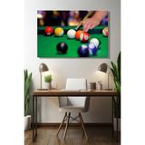 Şehzat Yatay Tekli Kanvas Duvar Tablosu Modern Salon Yatak Odası Ofis Bilardo Topu Hobi Oyun Aktivite - 60 x 90 - Çok Renkli