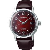 Seiko Presage Otomatik SRPE41J Erkek Kol Saati 5 ATM Suya Dayanıklı Bordo Kadran ve Deri Kordon
