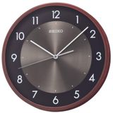 Seiko QXA615Z Plastik Kasa Kahverengi Renkli 30 cm Çaplı Ahşap Görünümlü Modern Sessiz Saniye Mekanizmalı Duvar Saati