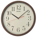 Seiko QXA737B Plastik Kasa Kahverengi Renkli 36.1 cm Çaplı Ahşap Dokulu Sessiz Saniye Mekanizmalı Duvar Saati