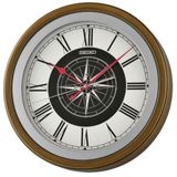 Seiko QXA844B Plastik Kasa Kahverengi Renkli 35 cm Çaplı Pusula Kadranlı Quartz Mekanizmalı Duvar Saati