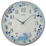Seiko QXC238N Plastik Kasa Beyaz Renkli 33 cm Çaplı Tavşan Figürlü Sarkaçlı Modern Sessiz Saniye Mekanizmalı Duvar Saati