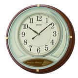Seiko QXD215B Ahşap Kasa Kahverengi Renkli 36 cm Çaplı Çift Melodili Modern Sessiz Saniye Mekanizmalı Duvar Saati