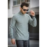 Seka 500 Slim Fit Petek Örgü Erkek Tam Balıkçı Kazak - Mint - XL