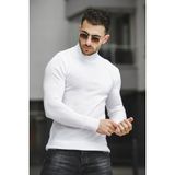 Seka 815 Pamuk Slim Fit Erkek Yarım Balıkçı Kazak - Beyaz - 2XL