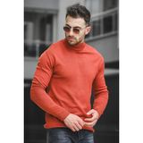 Seka 815 Pamuk Slim Fit Erkek Yarım Balıkçı Kazak - Turuncu - XL