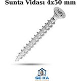 Seka Hand Tools Sunta Vidası 4X50 mm 500'LÜ Paket – Mobilya & Ahşap Uygulamaları Için Güçlü, Paslanmaz Vida Seti