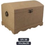 Sekay Ahşap Ahşap Boyanabilir Dekoratif Klipsli Büyük Boy Çok Amaçlı Kuşaksız Sandık Kutu - 51x36x35cm