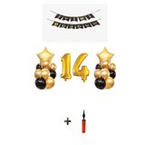 Şeker Adası 14 Yaş Altın Gold Folyo Balon Parti Seti Balon Pompası Hediye, Skradaparti150