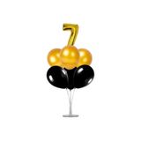 Şeker Adası 7 Yaş Rakam Folyo Balon Altın Gold 40 Cm, Balon Stand, 6 Adet Balon, Doğum Günü, Yaşgünü, Parti Skradapa120