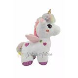 Şeker Adası Kanatlı Pembe Kalpli Unicorn At 35 Cm Oyuncak Beyaz Peluş Pony At Uyku Ve Oyun Arkadaşı Mama