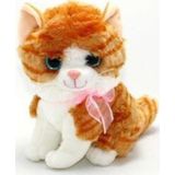 Şeker Adası Miyavlayan Sesli Sarı Beyaz Desenli Peluş Kedi