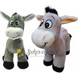 Şeker Adası Oyuncak Yavrulu Ikili 28 Cm Sevimli Peluş Eşek - Uyku Ve Oyun Arkadaşı Hediyelik