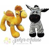 Şeker Adası Peluş Zebra ve Peluş Deve 2 li Oyuncak Oyun ve Uyku Arkadaşı