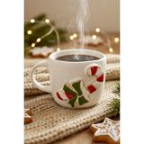 Şeker Baston Amore 24 K Altın Süslemeli El Yapımı Yılbaşı Hediyesi Seramik Double Kahve Fincanı, Mug, Kupa - Renkli